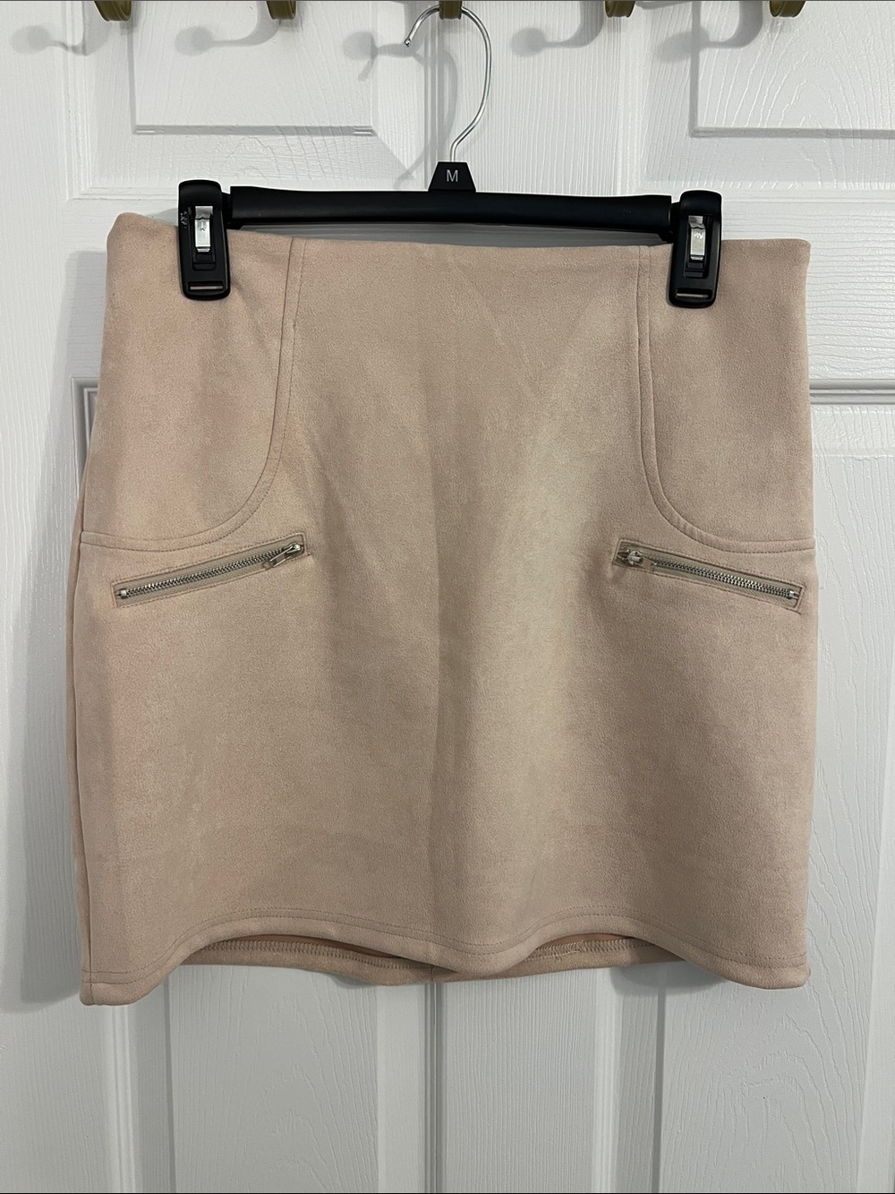 HYFVE Blush Beige Mini Skirt with Front Zip Pockets
